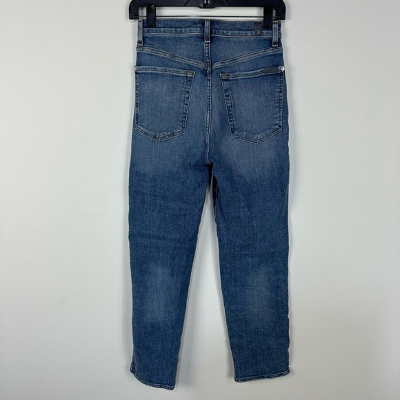 7 for all Mankind High Waist Cropped Straight Denim Jeans Relaxed Fit Causal - Picture 2 of 6